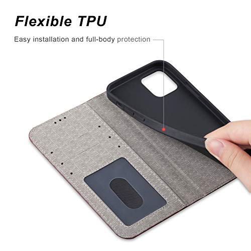 Wenbelle Compatible With Iphone 12 Mini (5.4 Inch) 5G Wallet Case, Blazers Series,Stand Feature,Double Layer Shock Absorbing Premium Soft Pu Color Matching Leather Cover Flip Cases(Brown) #TOP6