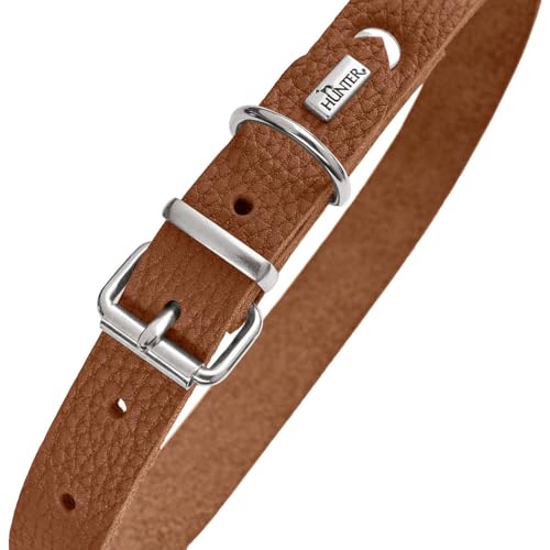 HUNTER Hundehalsband Grenada aus Leder, Farbe: Cognac, handgefertigt in Deutschland, für Training und Alltag, robust, komfortabel, Schlichtes, Elegantes Design, Größe: XS, Umfang: 24-28 cm