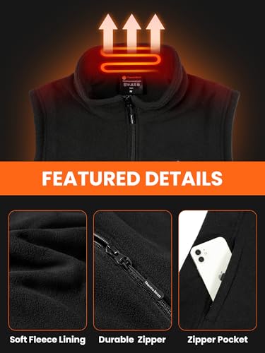 Heated Vest for Men with Battery Pack Included, Fleece Material, 4-Zone Electric Heating, Great for Winter, Golf4