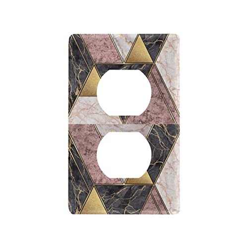 Marble Granite Agate Purple Pink Gold Black Art Paint Triangle Tiles Unused Outlet Print Toggle Wall Plate, Switch Plate Cover for Living Room Bedroom Bathroom Office and School
