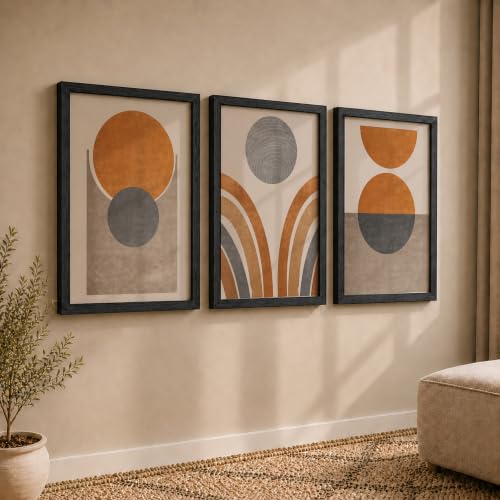 Image of NoWorries Retro Wall Art Decor Paintings | Set of 3 Minimalist Wall Art Frames for Home Decoration | Perfect for Living Room, Bedroom & Office (Art-8, 21x31inch)