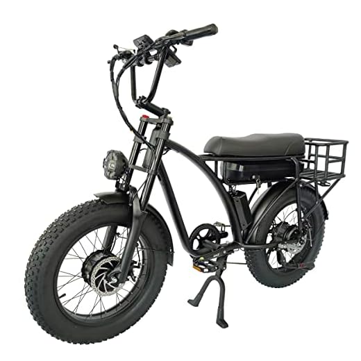 Lanshanchu (US Spot Smlro E5 Plus Electric Retro Cargo Bike 2000W Dual Motor Motorcycle Ebike 48V 18Ah EBike 20" Fat Tire 7 Speed E Bike MTB Mountain City Road Snow Bike-H