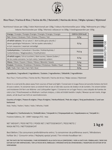 Foto von Veggy Duck - Reismehl (1Kg) | Natürlich | Glutenfrei