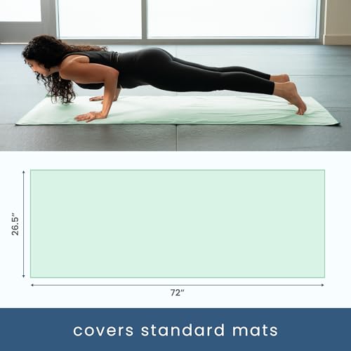 S&T INC. Microfiber Yoga Mat Towel, Quick Dry Towel, Soft and Absorbent for Gym, Pilates, and Hot Yoga Mat, 1 Pack, 26.5 inches x 72 inches, Sage Green