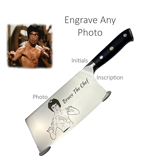 Image of Custom Chef Knife - Personalized Engraved 7 inch Cleaver, Corporate Gift, Real Estate Closing Gift, Retirement