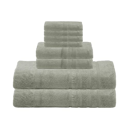 Mosobam 700 Gsm Luxury Bamboo 8Pc Extra Large Bathroom Set, Seagrass Green, 2 Bath Towels Sheets 35X70 2 Hand Towels 16X30 4 Face Washcloths 13X13, Turkish Towel Sets, Quick Dry #TOP7