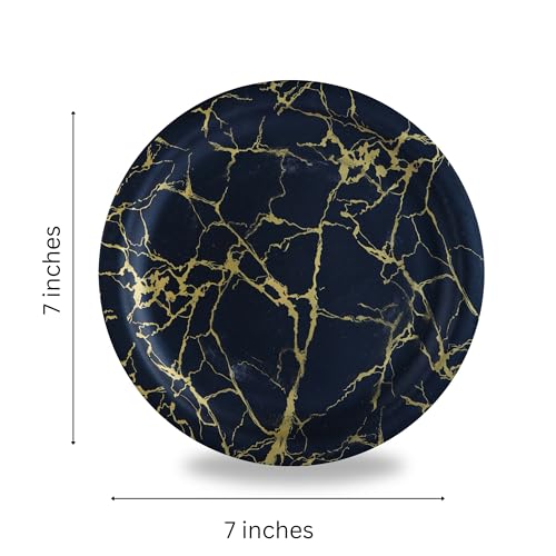 Image of Melamine Quarter Plates | Round Half Plate | Microwave Safe | Break Resistant | Plates for Snacks, Lunch, Dinner | Plates for home, Office, Restaurant | Set of 6 | 7 Inch's (Black mat Finish)