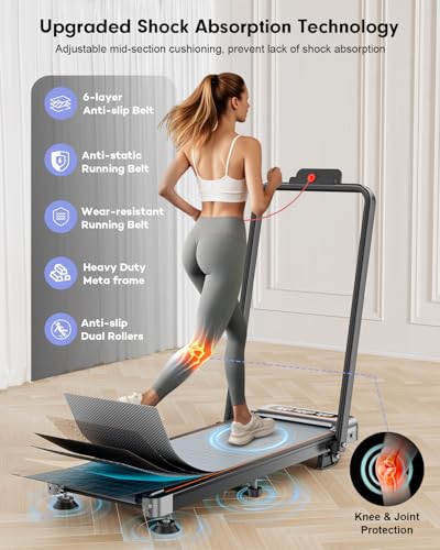 Foldable Treadmill with 10% Incline, Upgrade 3.5HP Low Noise Walking Pad Treadmill with Handle Bar, Trisomy 4 in 1 Portable Under Desk Treadmills for Home/Office, 350Lbs Capacity, APP & Remote Control - Image 5