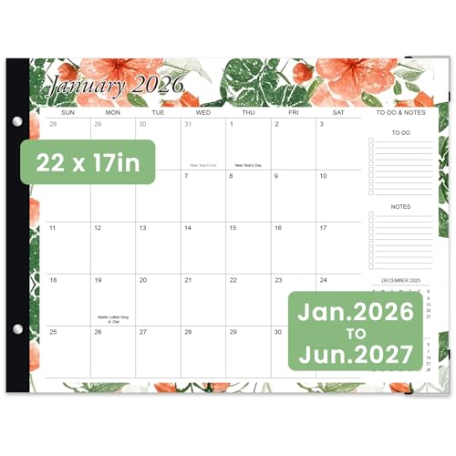Desk Calendar 2026-2027 - Large 22x17 Monthly Calendar 18 Month Desk Top Calendars (Jan 2026Jun 2027) Teacher & Office Desk Calendars Organizer (white 22 * 17)