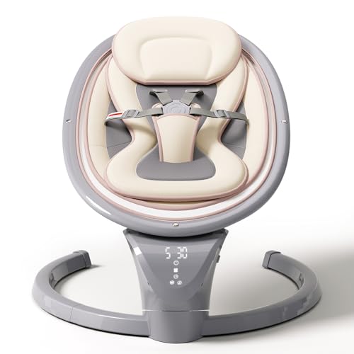 Baby Swings for Infants to Toddler, Portable Baby Swing for Indoor and Outdoor, Infant Swing for Newborn with Remote Control, 5 Speeds, 5-Point Harness, and 10 Preset Lullabies (Grey)