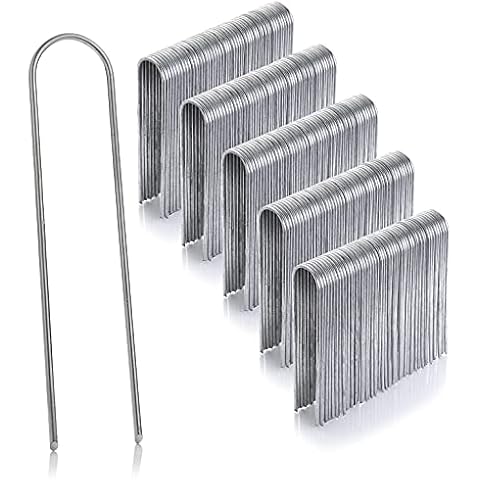 GardenMate Pack of 250 x 6''/150mm galvanised 2.9mm Thick Steel U Shaped Garden Securing Pegs Cover