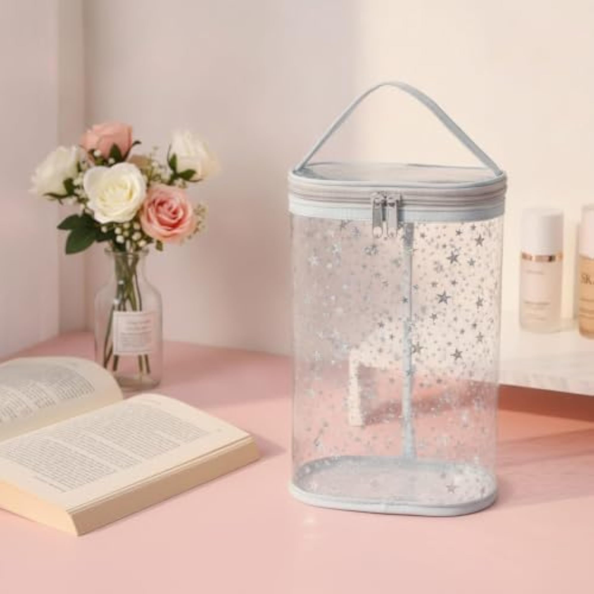 Waterproof Clear Makeup Bag with Handle, Lightweight Travel