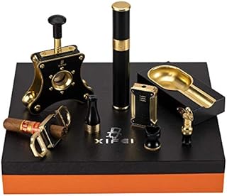XIFEI Cigar Cutter Set 8 Piece Cigar Punch & Ashtray & Cigar tube & Cigar Lighter& Cigar Stand Luxury Accessories Cigar Smoking Gift Set