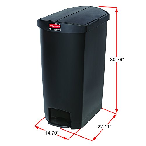 Image of Rubbermaid Commercial Products Streamline Plastic Front Step On Trash Can, 18 Gallon, Beige, Hands-Free Garbage Can for Medical Waste in Hospitals /Lab /Emergency /Patient Rooms