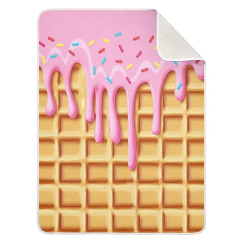 Pink Dots Ice Cream Baby Swaddle Blanket for Boys and Girls, Muslin Baby Receiving Swaddle Blanket, Soft Cotton Nursery Swaddling Blankets for Newborn Toddler Infant
