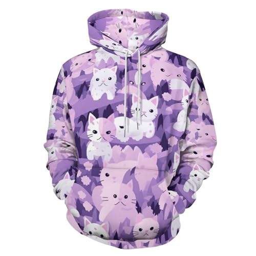 MARSVOVO Cat Camo Hoodies Men Unisex Hoody Drawstring Long Sleeve Pullover Tops with Pocket Hoodies Sweatshirt