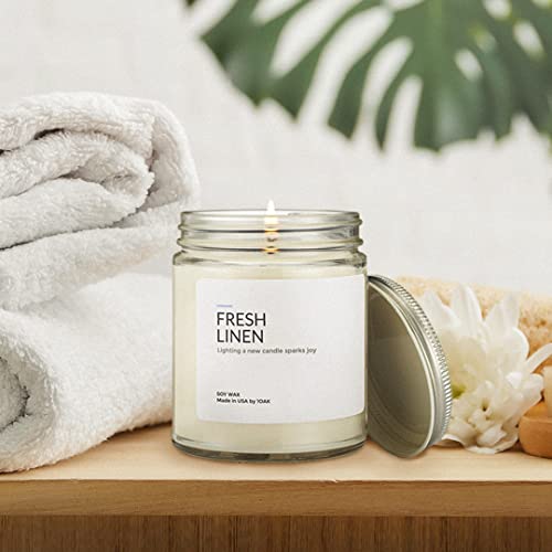1Oak Soy Wax Scented Candles (Fresh Linen) - Soy Candles For Home Scented - Long Burning Candles Premium - Hand-Poured (9Oz.) #TOP5