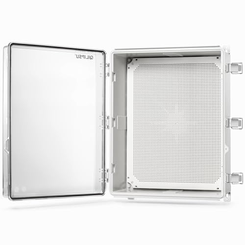 QILIPSU Waterproof Junction Box IP67 Outdoor Plastic Electrical Project Enclosure Weatherproof with Mounting Plate, Wall Brackets, Hinged Clear Cover 20'x16.1'x7.9' CC