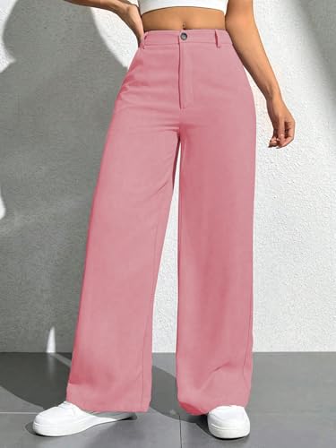 Image of Toochki Trousers for Woman Pants Women's Formal Office Korean | Beige Track Pant | Straight | Cotton Spandex Stretchable Trouser | High-Waisted Bottom Wear