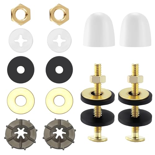 Eiodoni 2 Pack Toilet Floor Bolts Metal Flange Kit with Cap Nut Washer