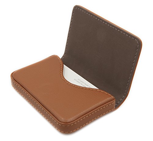 Image of RFID Blocking Wallet - Minimalist Leather Business Credit Card Holder with Magnetic, Light Coffee, Small