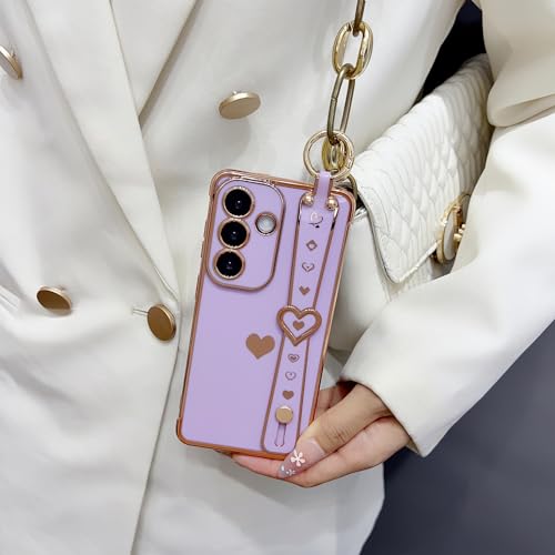 Coque Samsung S26 anti-chute avec cordon de poignet violet