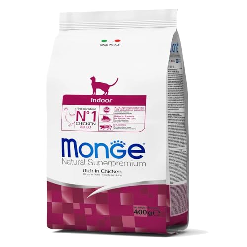 Monge Natural Superpremium Katzenfutter, Futter für Katzen (Trockenfutter Katze mit Huhn, hochwertige Inhaltsstoffe, Ballaststoff- und Vitaminreich, Katzen Trockenfutter, 400 g)