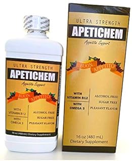 APETICHEM Ultra Strength Appetite Support w/Vitamin B12 and Omega 3 (16 Fl Oz - 480mL) Appetite-Weight Gain. Natural Appetite and Weight Gain Stimulant. Fortified with Vitamins. Appetitol Formula.