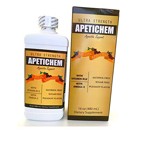 APETICHEM Ultra Strength Appetite Support w/Vitamin B12 and Omega 3 (16 Fl Oz - 480mL) Appetite-Weight Gain. Natural Appetite and Weight Gain Stimulant. Fortified with Vitamins. Appetitol Formula. 