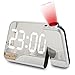 Aceshop Projection Réveil Réveil Numérique Écran Miroir LED 6" avec Affichage de L'heure, de la Date et de la Température, Réveil, Luminosité Réglable, Horloge de Projection Snooze pour Maison