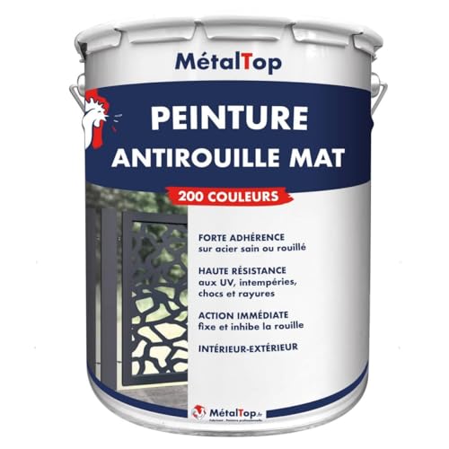 Metaltop - Peinture Antirouille Mat - Noir signalisation - RAL 9017-1 L - Protection pour métal extérieur avec finition sobre et résistante