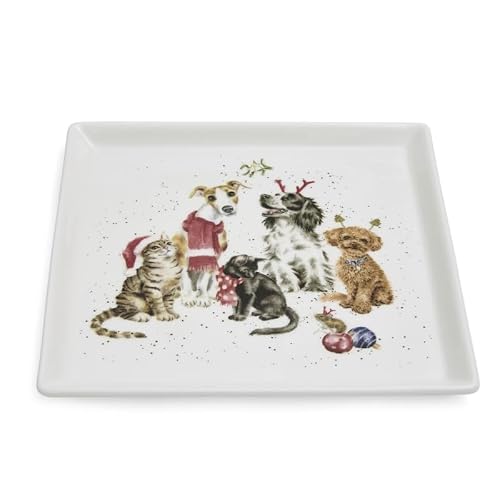 Image of Wrendale Designs Royal Worcester Christmas Office Party 22cm Square Plate