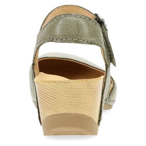 Image of Dansko Tiffani Wedge Sandal for Women - Cushioned, Contoured Footbed for All-Day Comfort and Support - Hook & Loop Strap with Buckle Detail - Lightweight Rubber Outsole