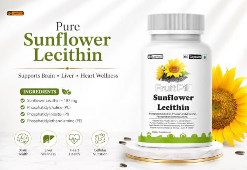 Image of by LeeWell Sunflower Lecithin Supplement, 60 Capsules