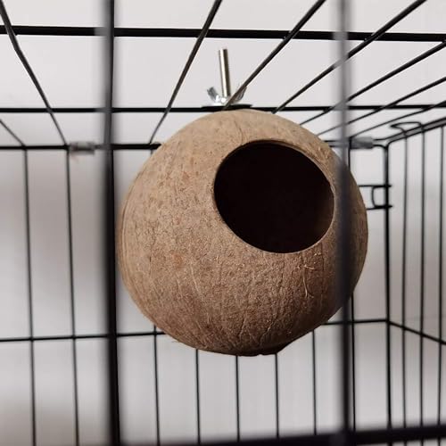 Image of OMEM Bird Coconut House,Hamster House,Coconut Shells can Fixed in Bamboo, Birdcages, Hamster Cages (M)