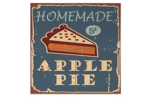 Preisvergleich Produktbild Fliese Kachel Retro Apfelkuchen Keramik bedruckt 15x15 cm