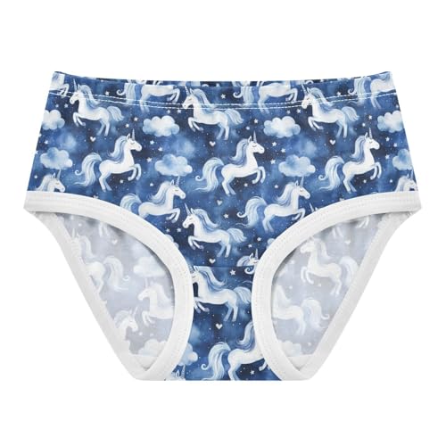 Little Girls' Soft Cotton Underwear Kids Breathable Comfort Blue Unicorn Panties Briefs Toddler