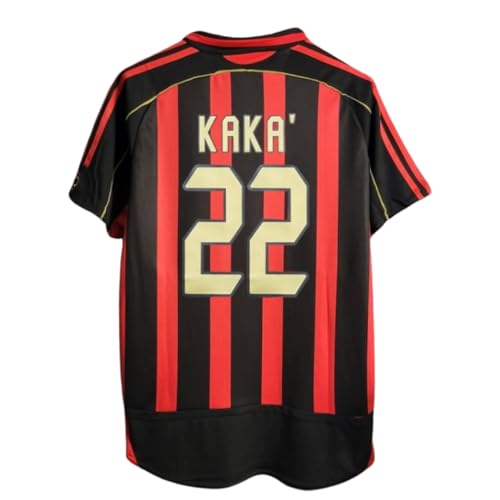 Milan Kaka 22 Retro Men’s Soccer Jersey Fan Edition – Short Sleeve Training & Casual Shirt – Home & Away 2006/07 (US, Alpha, Small, Regular, Regular, Retro)