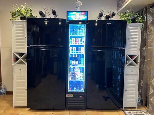 Image of Commercial Beverage Refrigerator Display Fridge,6 Cu Ft Tall Slim Glass Door Merchandiser Skinny Drink Cooler with LED Light Adjustable Shelves,ETL Approval,15.4 inch Wide