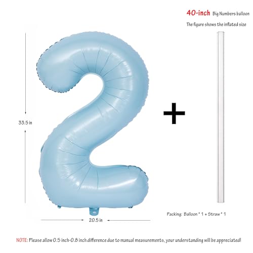Image of 40 In Matte Blue Number Balloon 2 large Big Foil Mylar Balloon Blue Balloon | Party Decorations Suitable For Boys' And Girls' Birthday Parties digital 2