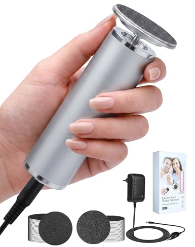 Râpeuse pieds électrique Honeyglow gris métallisé avec 60 disques abrasifs