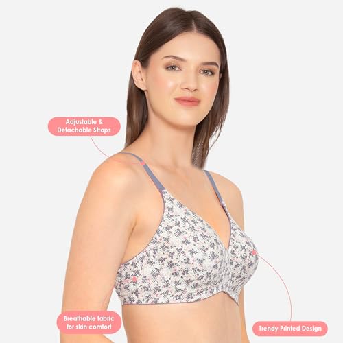 Image of Groversons Paris Beauty Women's Printed Everyday T-Shirt Bra, Comfortable, Non-Padded (BR126)