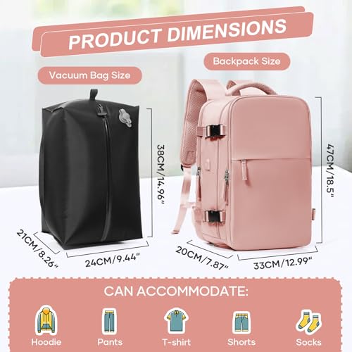 Image of Vacuum Travel Backpack with Pump for Women Men, Carry on Air Backpack for Flight Approved with Compression Bag, Personal Item Luggage Backpacks