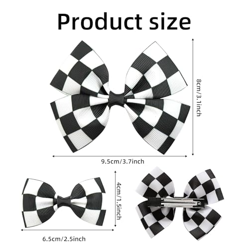 6 Piezas Moños a Cuadros, Clip de Cabello Bandera miniatura 2