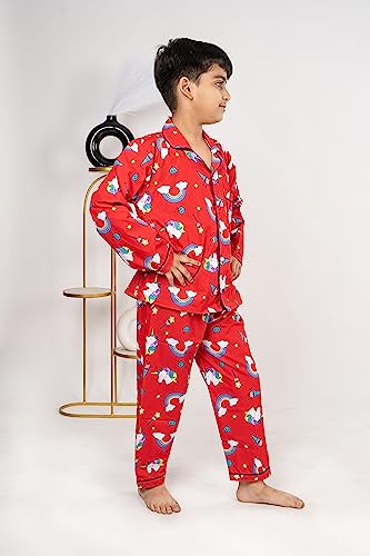 Image of Nightwear /Night Suit for Boys and Girls Top and Pyjama Combo Printed Shirt-Pyjama Set