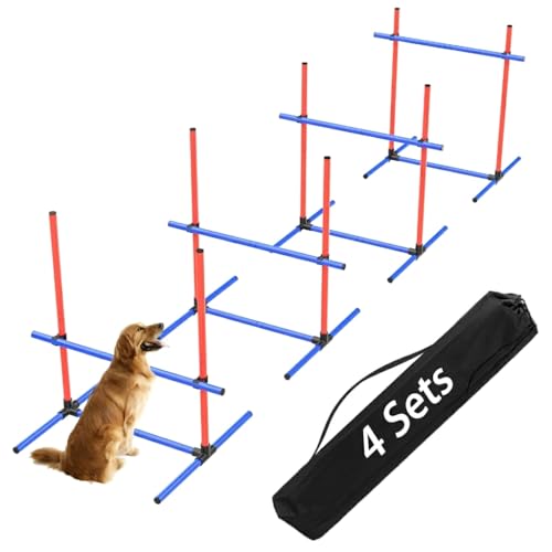 Uzpomel 4Set Dog Agility Jumps Hurdle Course Training Equipment for Dogs, Indoor Outdoor Backyard...