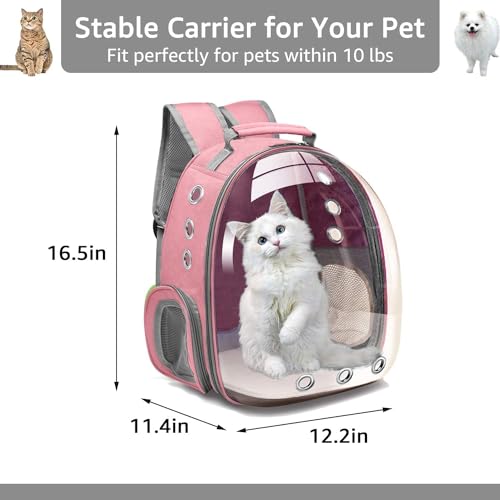 Image of The Pets Company Transparent Capsule Breathable Airline-Approved, Ventilate Carrier Backpack for Travel, Hiking and Outdoor for Cats & Kittens - Pink