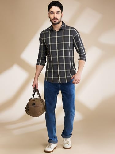 Image of Being Human Blue Slim Fit Regular Collar Men's Shirt Clothing