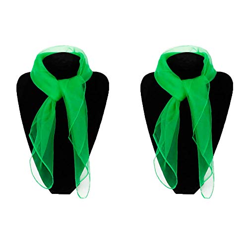 1950s Square Chiffon Scarf Sheer Square Neck Head Scarfs for Women,Christmas Scaves Gifts for Your Mom,Sister,Friend（2Pack） (70cm, green)
