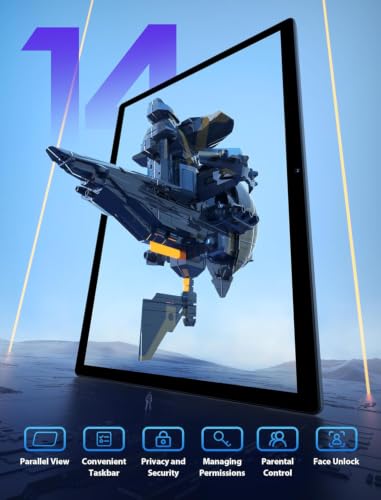 Image of 2026 New 14 inch FHD Android 14 Tablet | 36GB RAM + 256GB ROM (1TB Expand) | 8-Core 2.0GHz | 11580mAh Battery | 8+13MP Cam | 4 Speakers | Dual WiFi | Stylus & Gray Finish - All-in-One Power